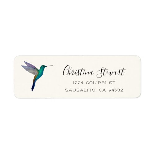 Turquoise Hummingbird Return Address Label