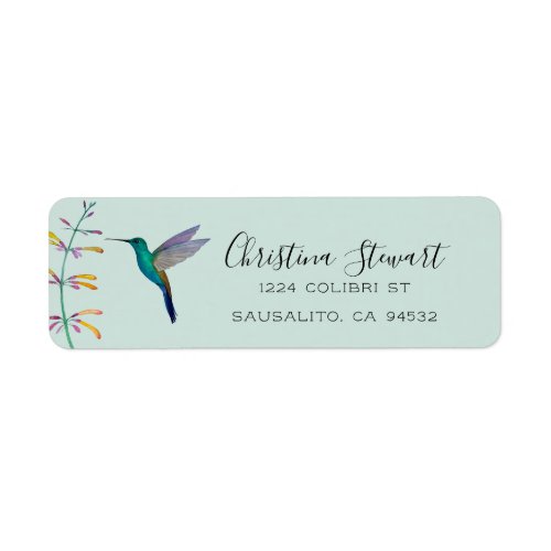 Turquoise Hummingbird Return Address Label