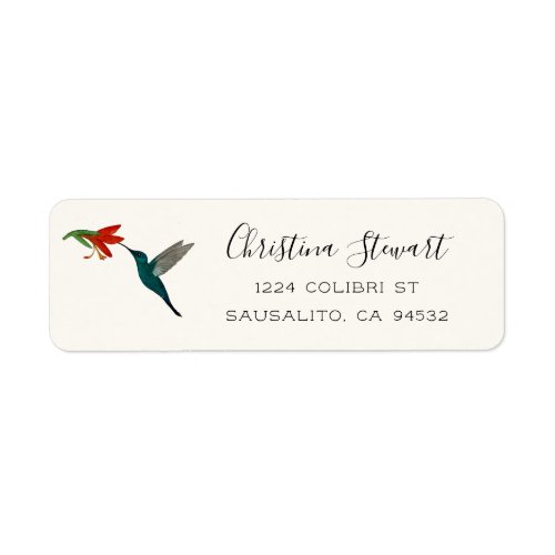 Turquoise Hummingbird Return Address Label