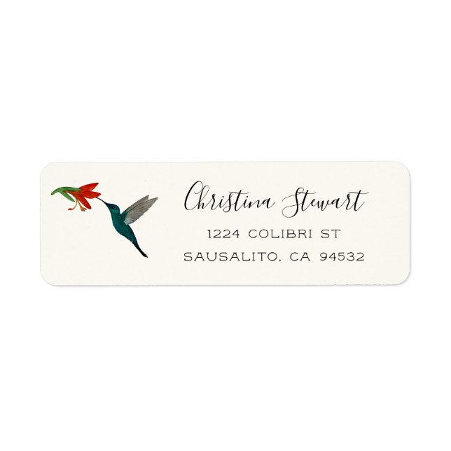Turquoise Hummingbird Return Address Label (Front)