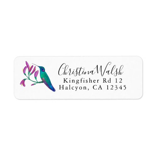 Turquoise Hummingbird Return Address Label