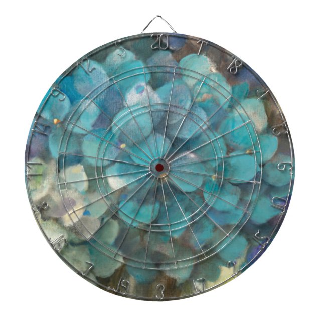 Turquoise Hydrangea Dart Board (Front)