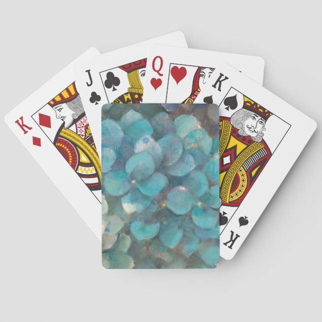 Turquoise Hydrangea Poker Cards (Back)