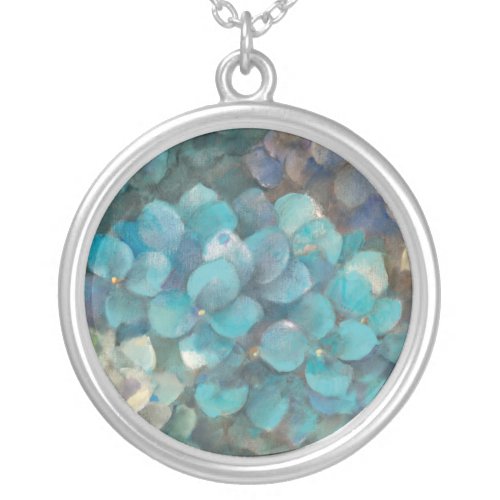 Turquoise Hydrangea Silver Plated Necklace