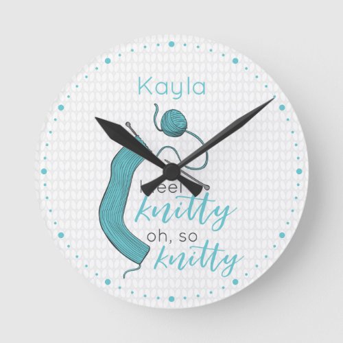 Turquoise I Feel Knitty Oh So Knitty Round Clock