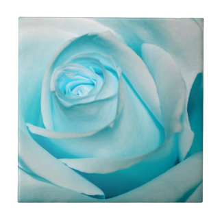 Turquoise Ice Rose Ceramic Tile