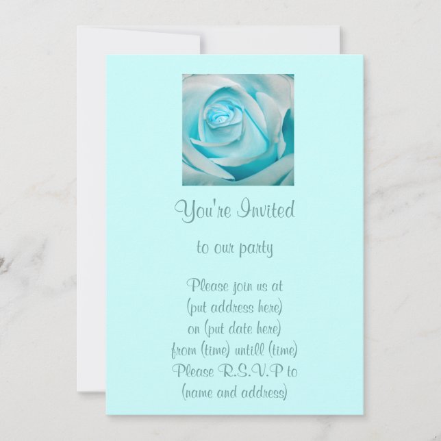 Turquoise Ice Rose Invitation (Front)