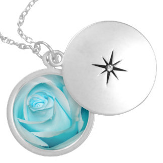 Turquoise Ice Rose Locket Necklace
