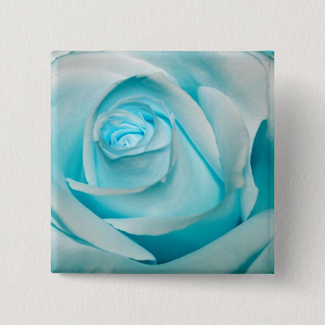 Turquoise Ice Rose Pinback Button (Front)