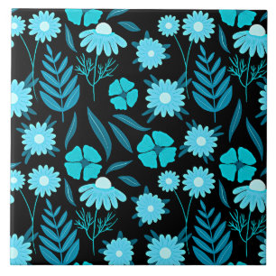 Turquoise in bloom ceramic tile