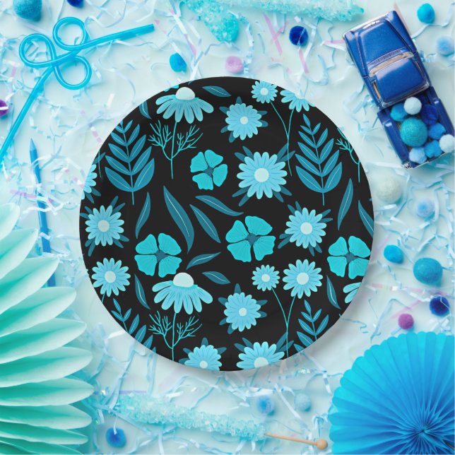 Turquoise in bloom paper plates (Party)