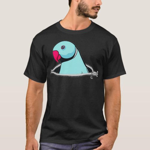 Turquoise Indian Ringneck Parrot In Pocket Indian  T_Shirt