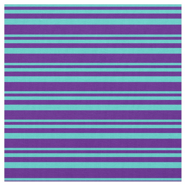 Turquoise & Indigo Colored Lined Pattern Fabric (Close Up)