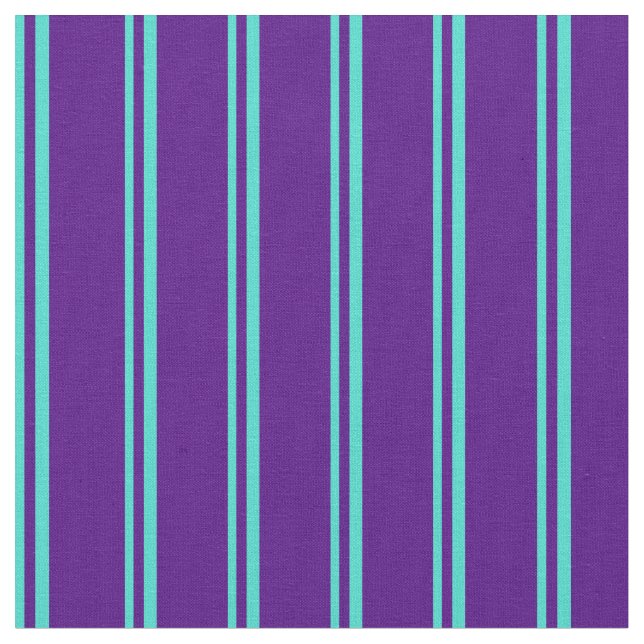 Turquoise & Indigo Colored Striped Pattern Fabric (Close Up)