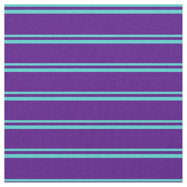Turquoise & Indigo Lines/Stripes Pattern Fabric (Close Up)