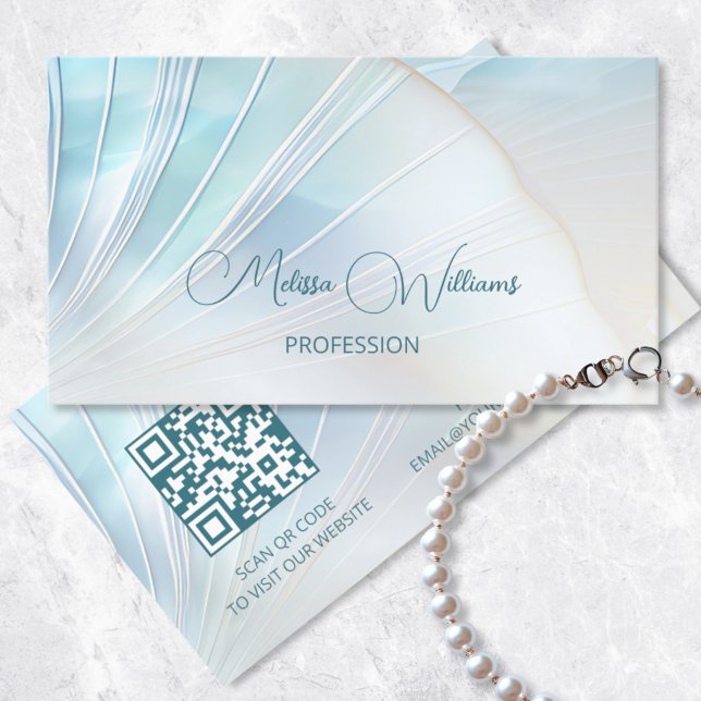 Turquoise Iridescent Holographic Shells Business Card (Creator Uploaded)
