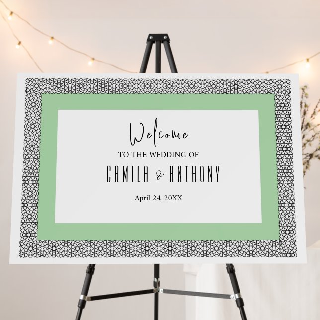 Turquoise Islamic Geometric Border Wedding Foam Board (In Situ (Stand))