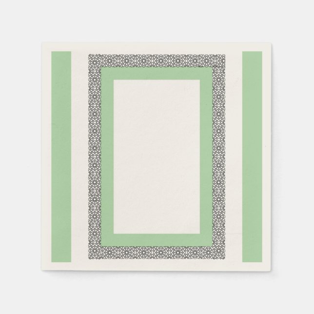 Turquoise Islamic Geometric Border Wedding Napkins (Front)