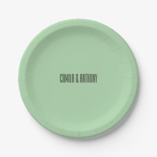 Turquoise Islamic Geometric Border Wedding Paper Plates