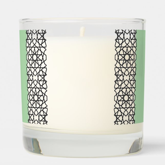 Turquoise Islamic Geometric Border Wedding Scented Candle (Left)