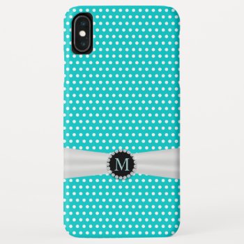 Turquoise & Ivory Ribbon Polka Dots Iphone Xs Max Case by caseplus at Zazzle