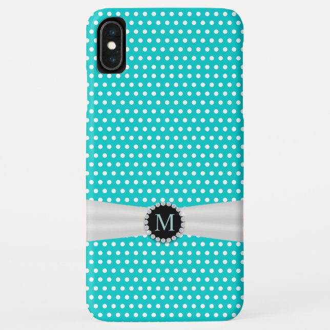 Turquoise & Ivory Ribbon Polka Dots Case-Mate iPhone Case (Back)