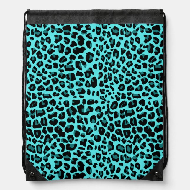 Turquoise Jaguar Animal Print Backpack (Front)