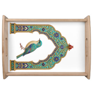 Turquoise Jewel Bird | Persian-Inspired Serving Tray