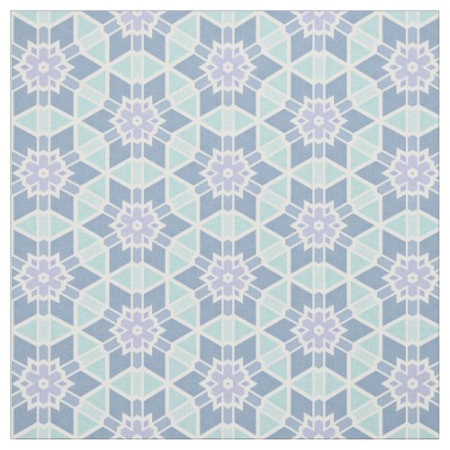 Turquoise Kaleidoscope Geometric Flower Pattern Fabric