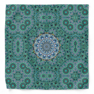 Turquoise Kaleidoscopic Mosaic Reflections Design Bandana
