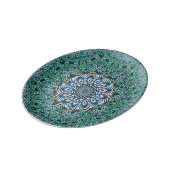 Turquoise Kaleidoscopic Mosaic Reflections Design Dinner Plate (Side)