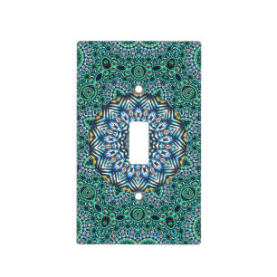 Turquoise Kaleidoscopic Mosaic Reflections Design Light Switch Cover