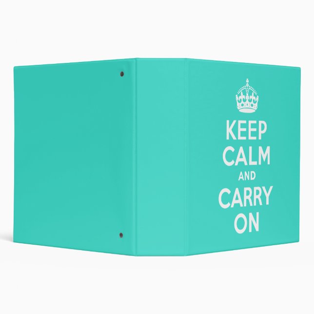Turquoise Keep Calm and Carry On Binder (Background)