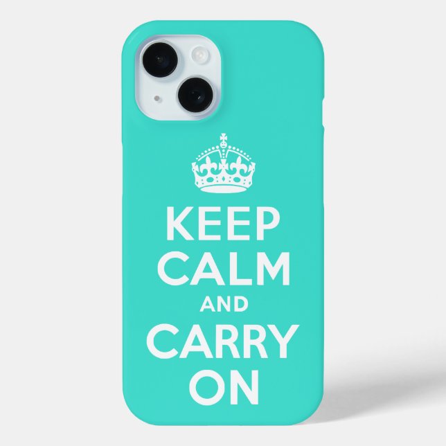 Turquoise Keep Calm and Carry On Case-Mate iPhone Case (Back)