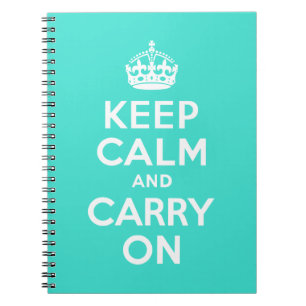 Turquoise Keep Calm and Carry On Notebook