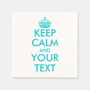 Turquoise keep calm napkins Customize template