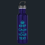 Turquoise Keep Calm Personalizable large 24 oz Water Bottle<br><div class="desc">Turquoise blue Keep Calm and carry on drink water bottle gift. Personalizable 24 oz design. Funny customizable Birthday present for sports,  camping,  hiking,  office,  travel etc.  Available in small and large size.</div>