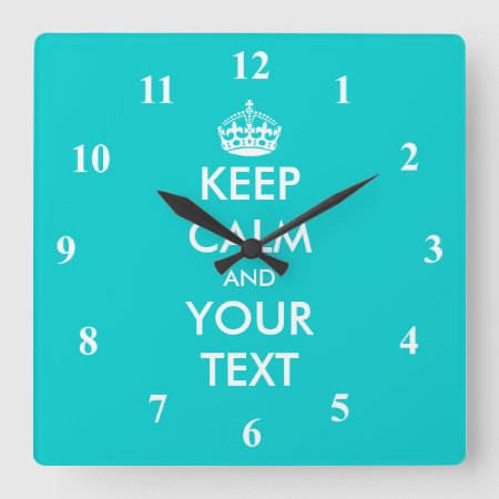 Turquoise Keep Calm Wall Clock With Numbers