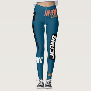 Turquoise Khaki Jeans Leggings