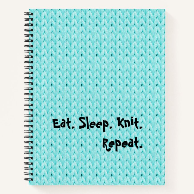 Turquoise Knitted Texture Spiral Notebook (Front)