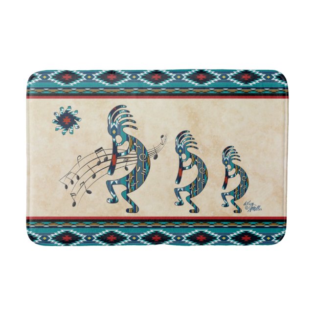 Turquoise Kokopelli Bath Mat (Front)