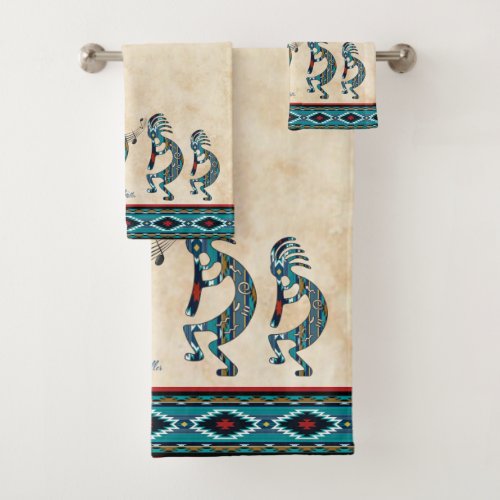 Turquoise Kokopelli Bath Towel Set