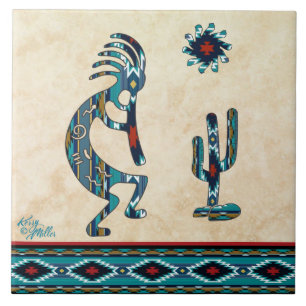 Turquoise Kokopelli Ceramic tile