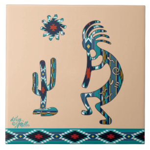 Turquoise Kokopelli Ceramic tile