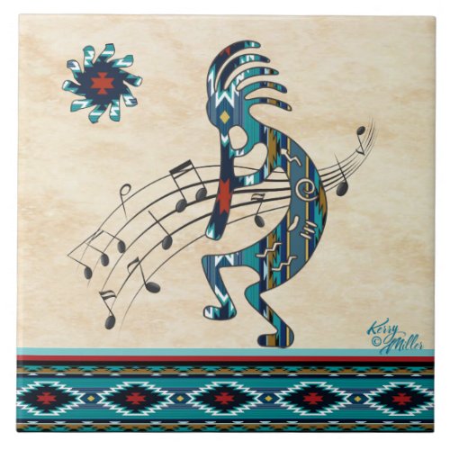 Turquoise Kokopelli Ceramic tile