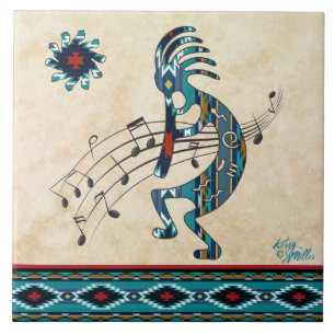 Turquoise Kokopelli Ceramic tile