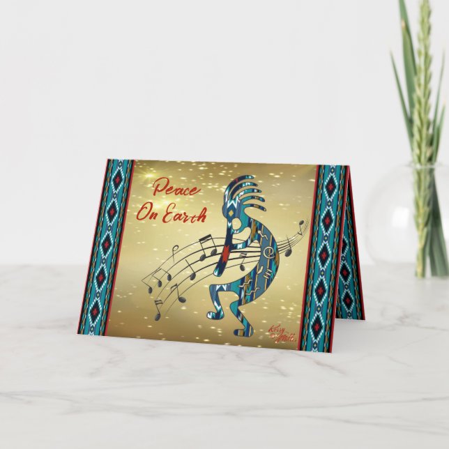 Turquoise Kokopelli Holiday Card (Front)
