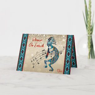 Turquoise Kokopelli Holiday Card