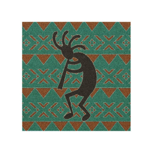 Turquoise Kokopelli Rustic Southwest Wood Wall Decor