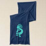 Turquoise Kokopelli Scarf<br><div class="desc">Turquoise Kokopelli mirrored shapes against dark blue.</div>